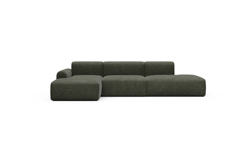 Rund Casual Modular Sofa - Configurations 2 - K3L - 319 x 152 cm - Chaise + 1,5 Seater + Open-end - 413 Esina Olive Green