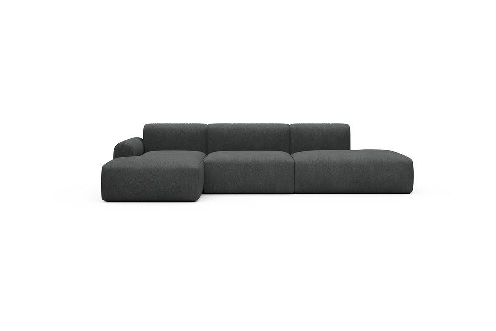 Rund Casual Modular Sofa - Configurations 2 - K3L - 319 x 152 cm - Chaise + 1,5 Seater + Open-end - 529 Bouclé Charcoal