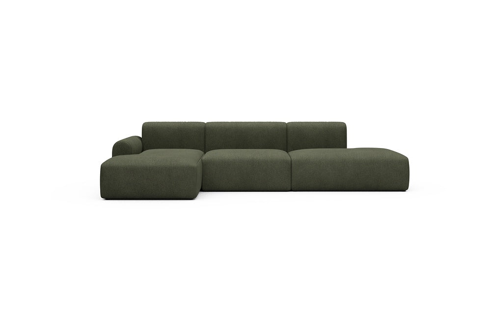 Rund Casual Modular Sofa - Configurations 2 - K3L - 319 x 152 cm - Chaise + 1,5 Seater + Open-end - 535 Bouclé Forest Green
