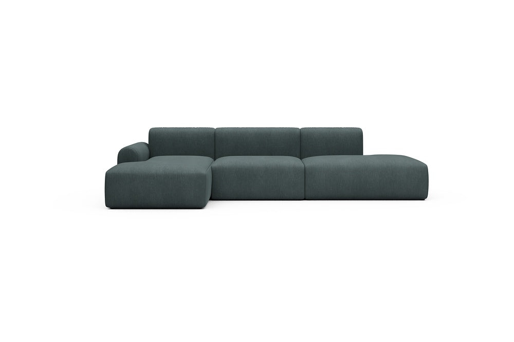 Rund Casual Modular Sofa - Configurations 2 - K3L - 319 x 152 cm - Chaise + 1,5 Seater + Open-end - 573 Vivus Dusty Blue