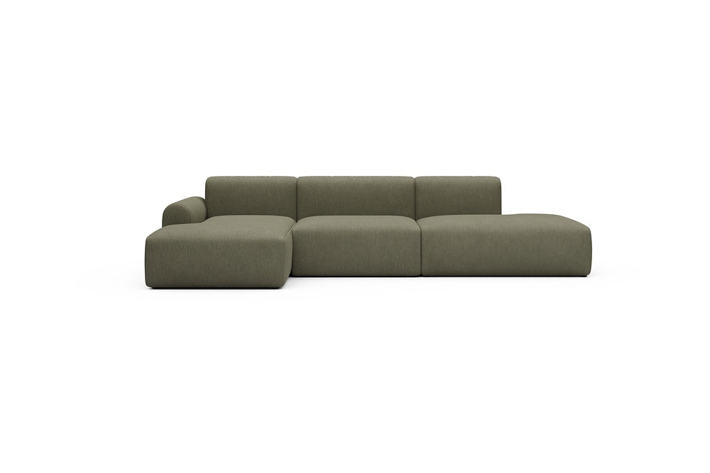 Rund Casual Modular Sofa - Configurations 2 - K3L - 319 x 152 cm - Chaise + 1,5 Seater + Open-end - 575 Vivus Dusty Olive
