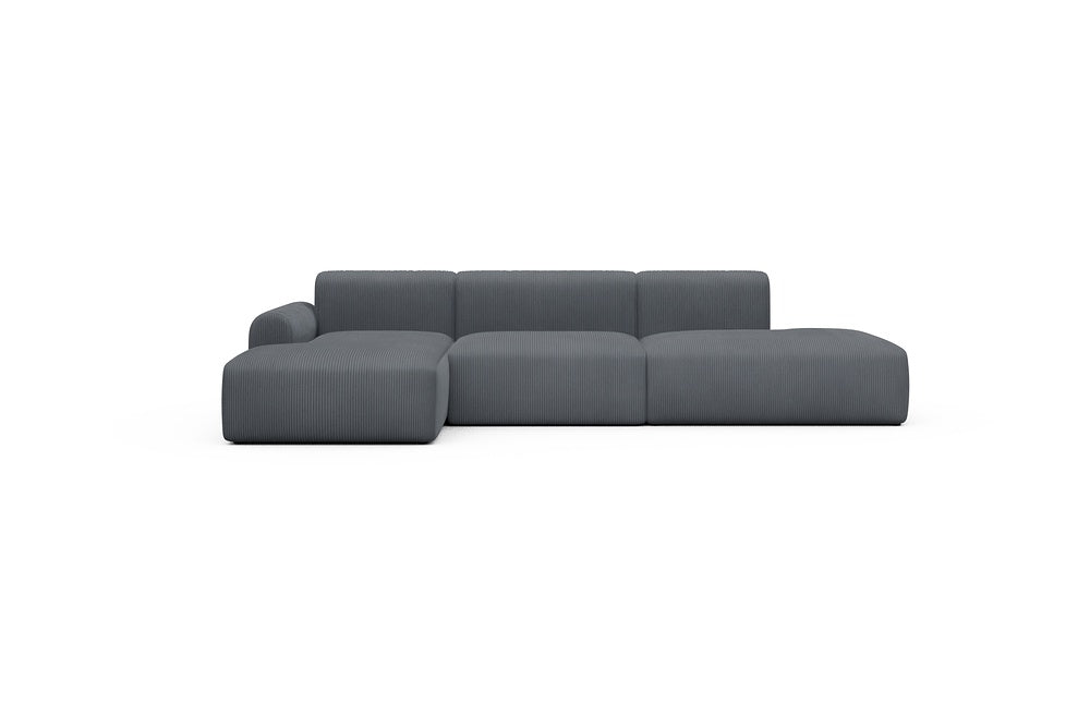 Rund Casual Modular Sofa - Configurations 2 - K3L - 319 x 152 cm - Chaise + 1,5 Seater + Open-end - 592 Corduroy Silvermist