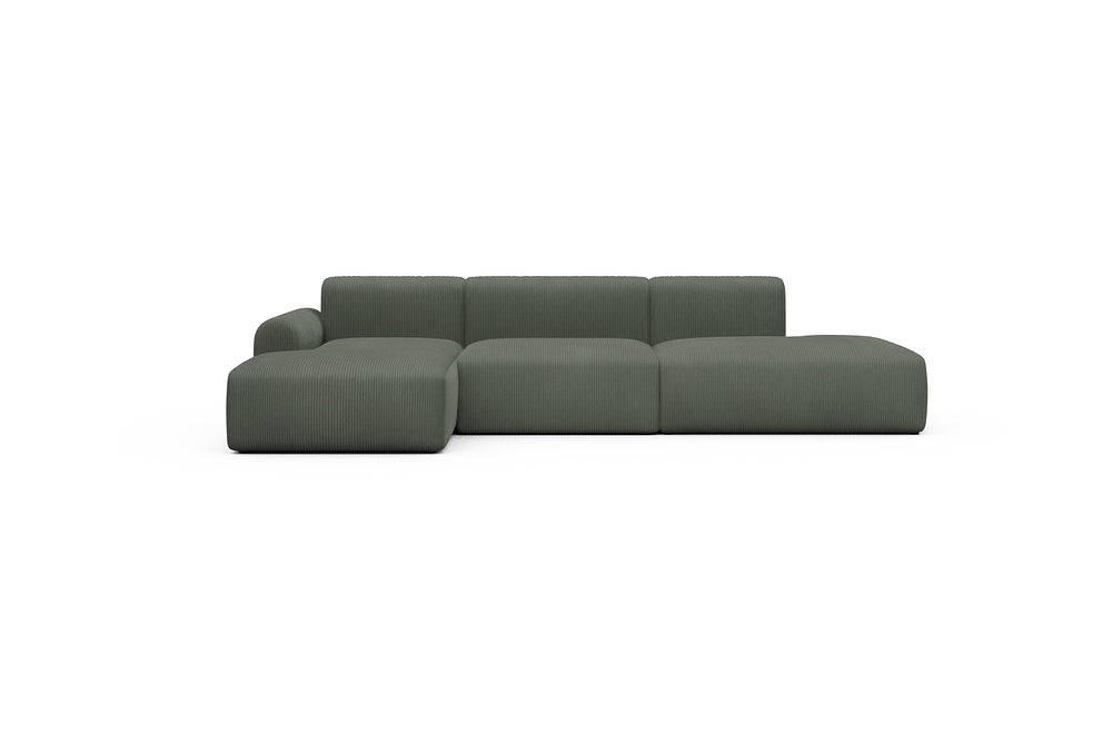 Rund Casual Modular Sofa - Configurations 2 - K3L - 319 x 152 cm - Chaise + 1,5 Seater + Open-end - 598 Corduroy Sage