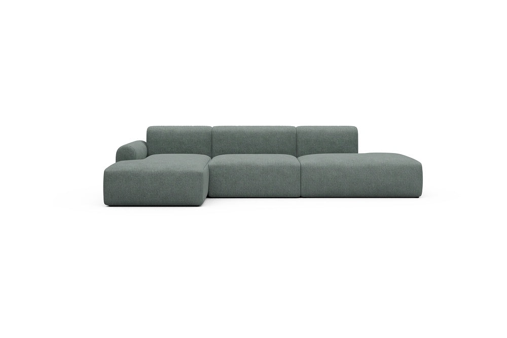 Rund Casual Modular Sofa - Configurations 2 - K3L - 319 x 152 cm - Chaise + 1,5 Seater + Open-end - 770 Carreno Cielo Blue