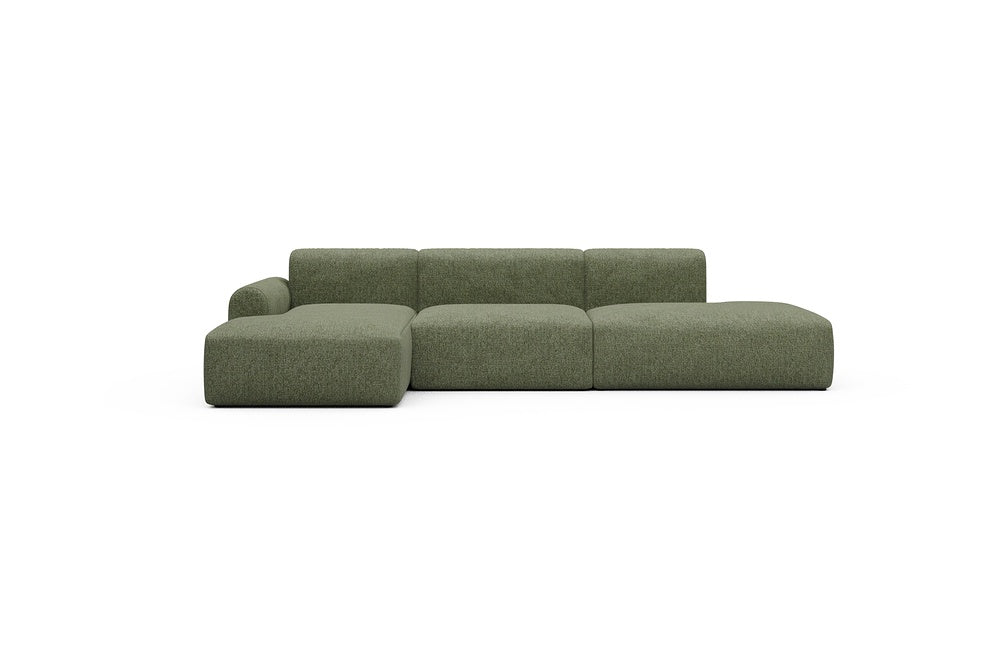 Rund Casual Modular Sofa - Configurations 2 - K3L - 319 x 152 cm - Chaise + 1,5 Seater + Open-end - 775 Carreno Vivid Green
