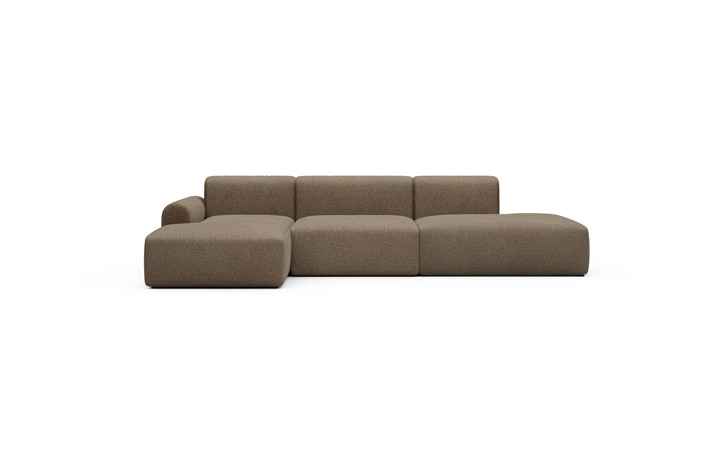 Rund Casual Modular Sofa - Configurations 2 - K3L - 319 x 152 cm - Chaise + 1,5 Seater + Open-end - 817 Aivi Khaki Brown