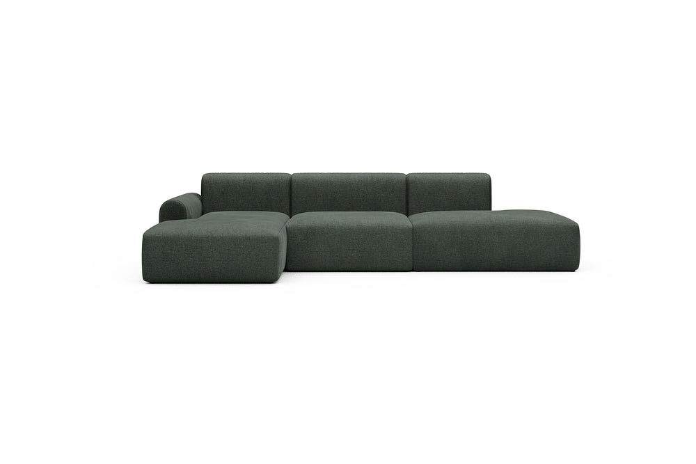 Rund Casual Modular Sofa - Configurations 2 - K3L - 319 x 152 cm - Chaise + 1,5 Seater + Open-end - 818 Aivi Pine Green