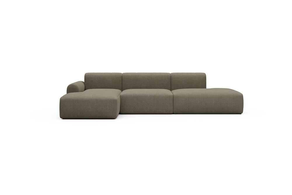 Rund Casual Modular Sofa - Configurations 2 - K3L - 319 x 152 cm - Chaise + 1,5 Seater + Open-end - 850 Mahoga Caramel Grey