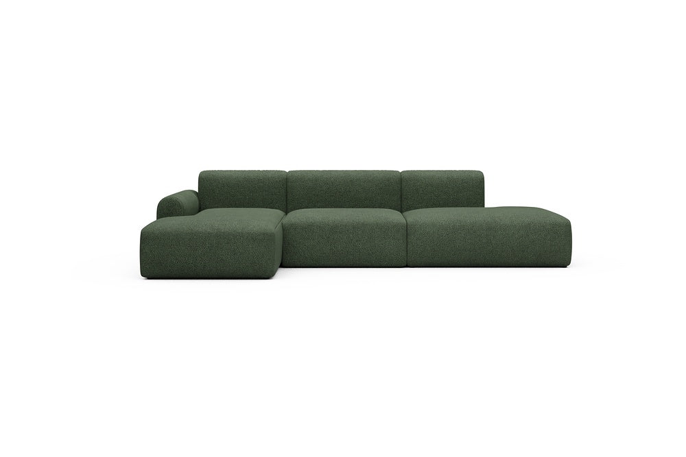Rund Casual Modular Sofa - Configurations 2 - K3L - 319 x 152 cm - Chaise + 1,5 Seater + Open-end - 869 Vanora Deep Green