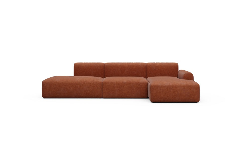Rund Casual Modular Sofa - Configurations 2 - K4L - 319 x 152 cm - Open-end + 1,5 Seater + Chaise - 412 Esina Rust Orange