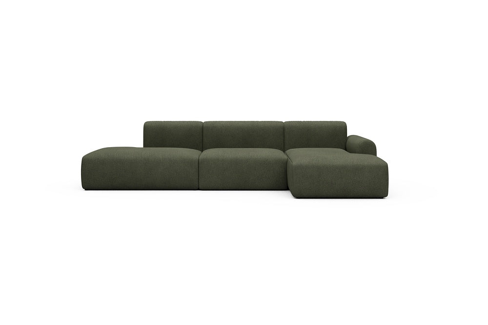 Rund Casual Modular Sofa - Configurations 2 - K4L - 319 x 152 cm - Open-end + 1,5 Seater + Chaise - 535 Bouclé Forest Green