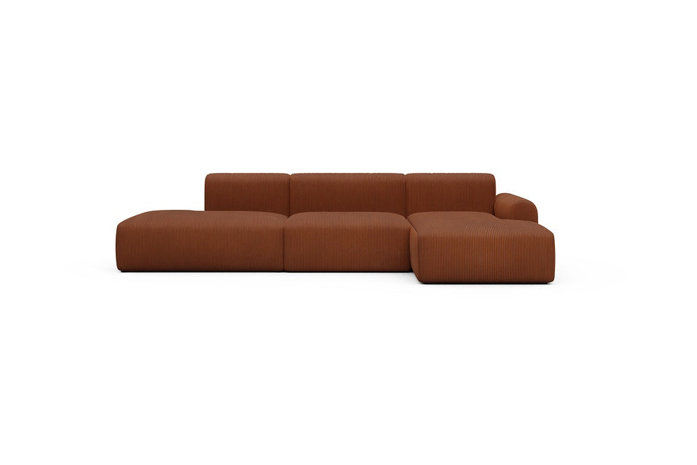 Rund Casual Modular Sofa - Configurations 2 - K4L - 319 x 152 cm - Open-end + 1,5 Seater + Chaise - 595 Corduroy Burnt-Orange