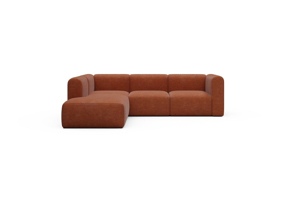 Rund Casual Modular Sofa - Configurations 2 - M1H - 266 x 224 cm - Open-end + 2,5 Seater - 412 Esina Rust Orange