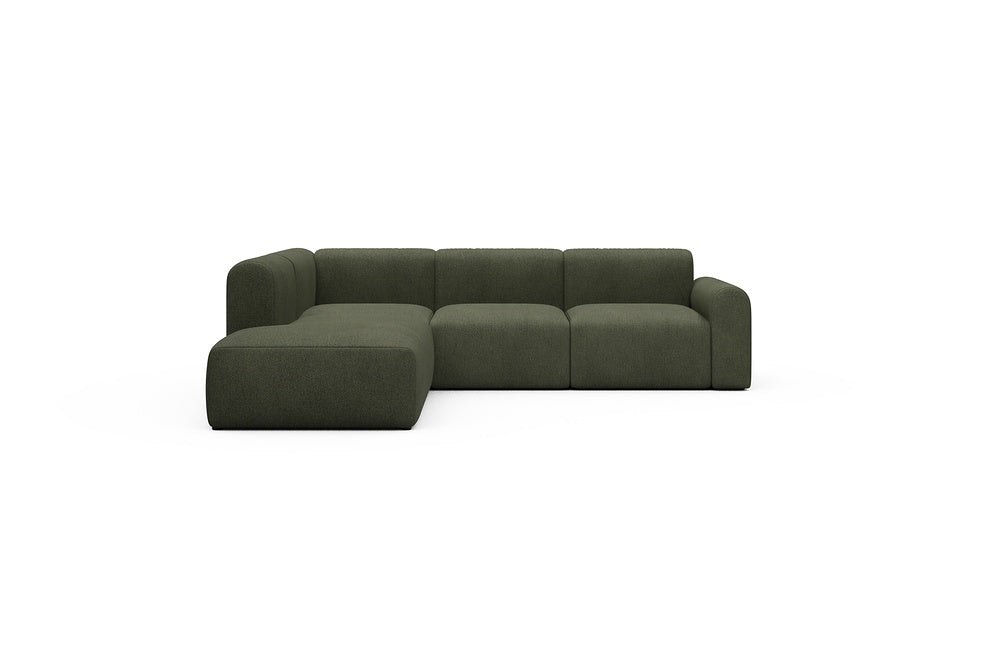 Rund Casual Modular Sofa - Configurations 2 - M1L - 266 x 224 cm - Open-end + 2,5 Seater - 535 Bouclé Forest Green