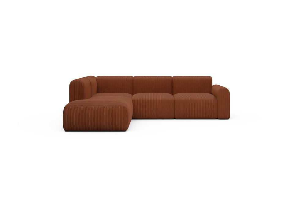 Rund Casual Modular Sofa - Configurations 2 - M1L - 266 x 224 cm - Open-end + 2,5 Seater - 595 Corduroy Burnt-Orange
