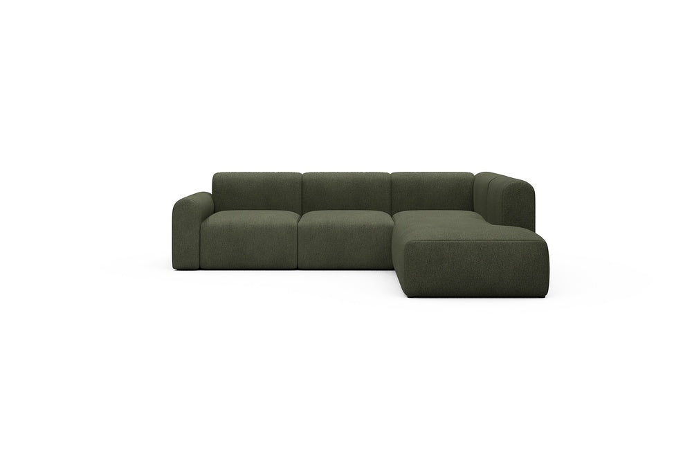 Rund Casual Modular Sofa - Configurations 2 - M2L - 266 x 224 cm - Open-end + 3 Seater - 535 Bouclé Forest Green