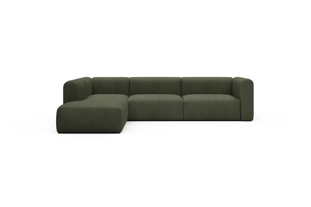 Rund Casual Modular Sofa - Configurations 2 - N1H - 312 x 224 cm - Open-end + 3,5 Seater - 535 Bouclé Forest Green