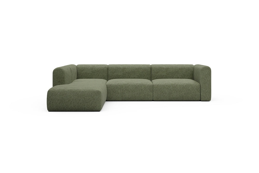 Rund Casual Modular Sofa - Configurations 2 - N1H - 312 x 224 cm - Open-end + 3,5 Seater - 775 Carreno Vivid Green