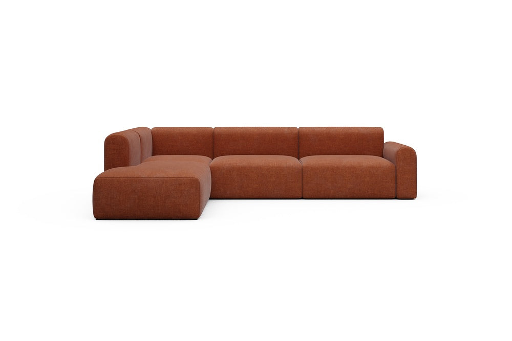 Rund Casual Modular Sofa - Configurations 2 - N1L - 312 x 224 cm - 3,5 Seater + Open-end - 412 Esina Rust Orange