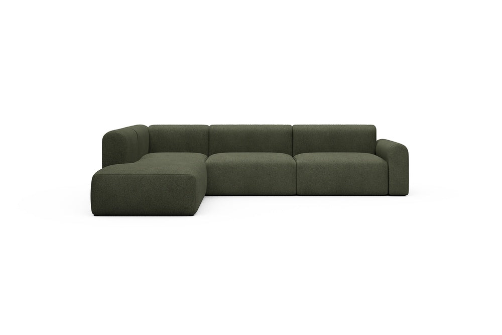 Rund Casual Modular Sofa - Configurations 2 - N1L - 312 x 224 cm - 3,5 Seater + Open-end - 535 Bouclé Forest Green