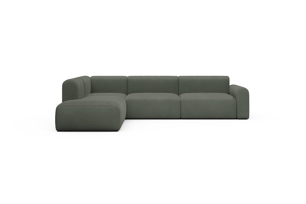Rund Casual Modular Sofa - Configurations 2 - N1L - 312 x 224 cm - 3,5 Seater + Open-end - 598 Corduroy Sage