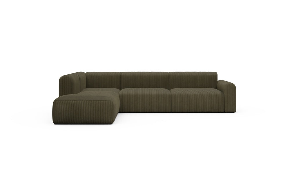 Rund Casual Modular Sofa - Configurations 2 - N1L - 312 x 224 cm - 3,5 Seater + Open-end - 599 Corduroy Olive