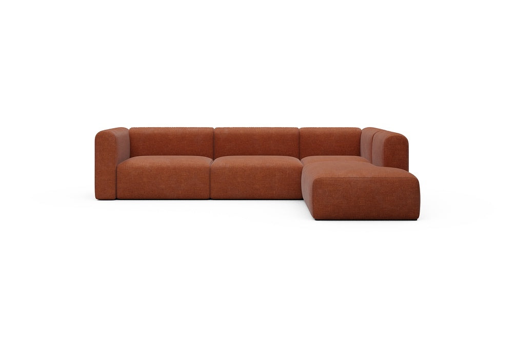 Rund Casual Modular Sofa - Configurations 2 - N2H - 312 x 224 cm - 4 Seater + Open-end - 412 Esina Rust Orange