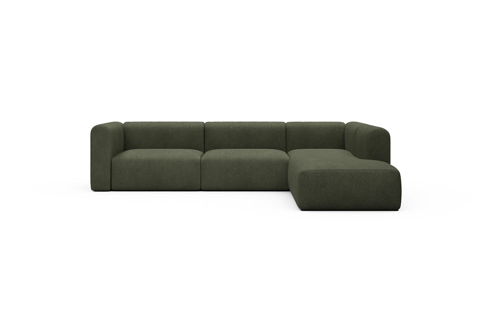 Rund Casual Modular Sofa - Configurations 2 - N2H - 312 x 224 cm - 4 Seater + Open-end - 535 Bouclé Forest Green