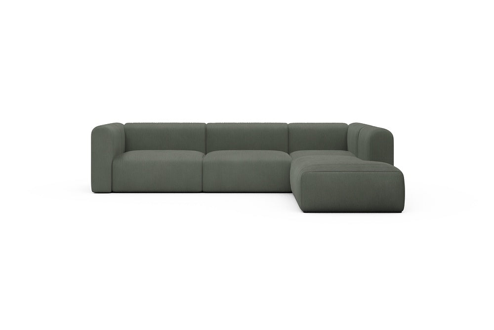 Rund Casual Modular Sofa - Configurations 2 - N2H - 312 x 224 cm - 4 Seater + Open-end - 598 Corduroy Sage
