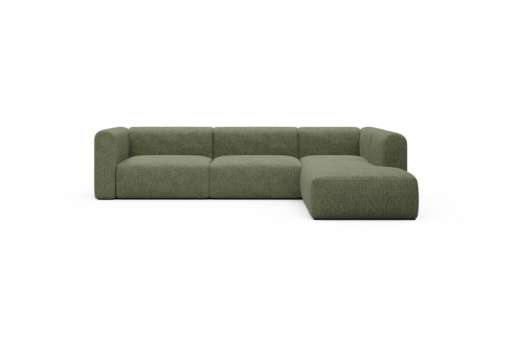 Rund Casual Modular Sofa - Configurations 2 - N2H - 312 x 224 cm - 4 Seater + Open-end - 775 Carreno Vivid Green