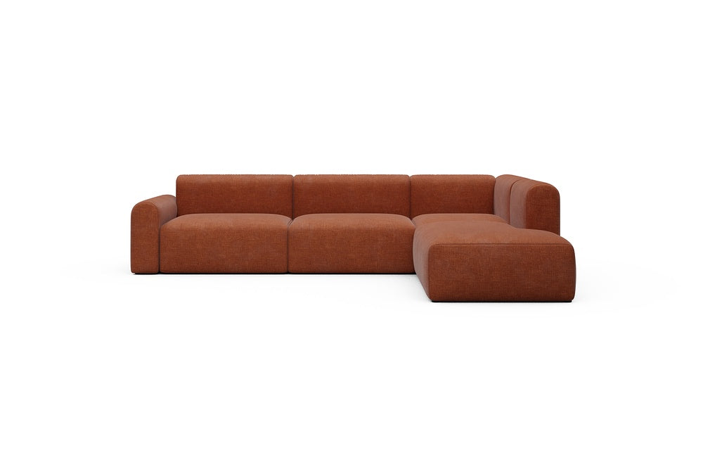 Rund Casual Modular Sofa - Configurations 2 - N2L - 312 x 224 cm - Open-end + 4 Seater - 412 Esina Rust Orange