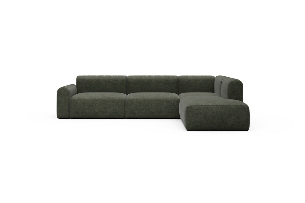 Rund Casual Modular Sofa - Configurations 2 - N2L - 312 x 224 cm - Open-end + 4 Seater - 413 Esina Olive Green