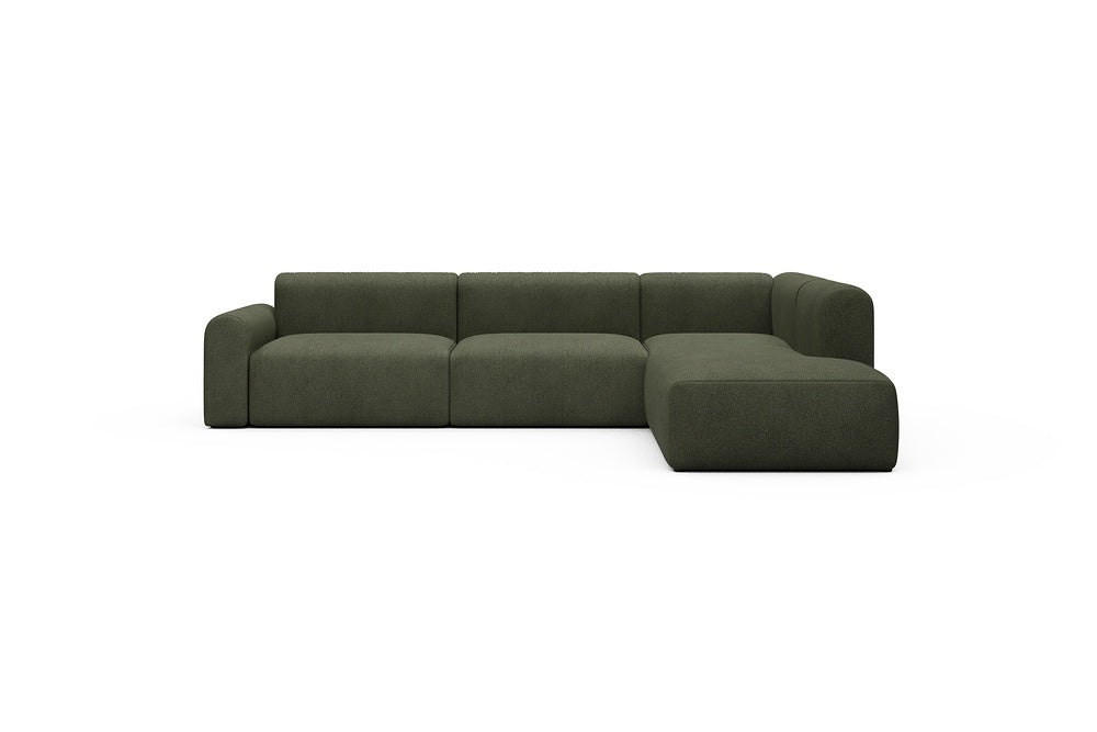 Rund Casual Modular Sofa - Configurations 2 - N2L - 312 x 224 cm - Open-end + 4 Seater - 535 Bouclé Forest Green