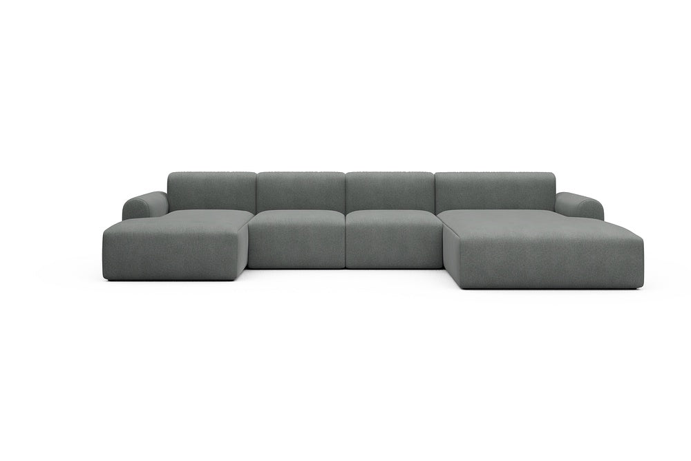 Rund Casual Modular Sofa - Configurations 2 - U1L - 360 x 188 cm - Chaise + 2 Seater + Chaise - 440 Satya Steel Grey