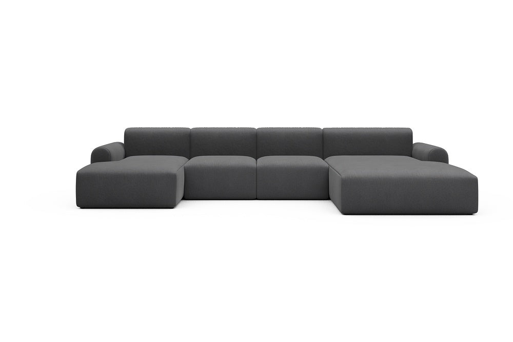 Rund Casual Modular Sofa - Configurations 2 - U1L - 360 x 188 cm - Chaise + 2 Seater + Chaise - 441 Satya Warm Zinc
