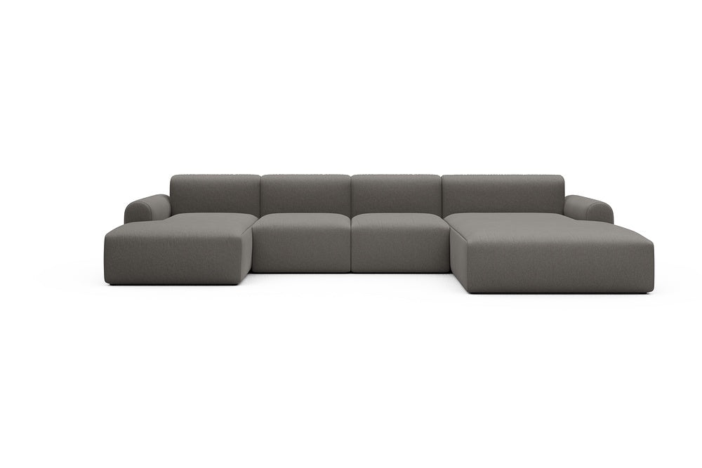 Rund Casual Modular Sofa - Configurations 2 - U1L - 360 x 188 cm - Chaise + 2 Seater + Chaise - 446 Satya Taupe Brown