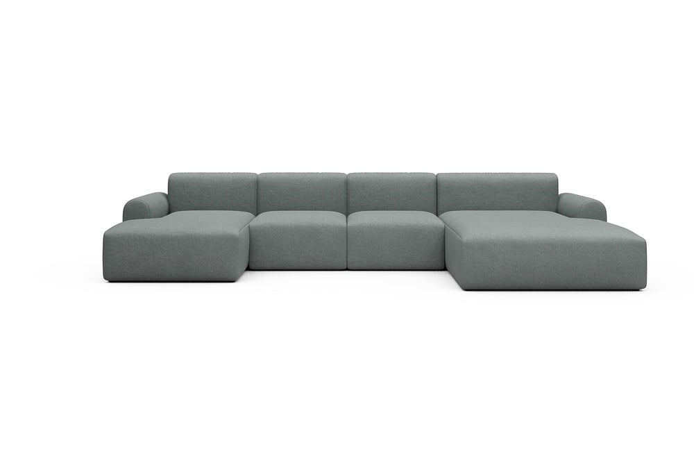 Rund Casual Modular Sofa - Configurations 2 - U1L - 360 x 188 cm - Chaise + 2 Seater + Chaise - 485 Denari Soft Grey