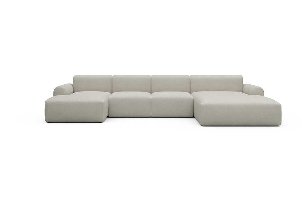 Rund Casual Modular Sofa - Configurations 2 - U1L - 360 x 188 cm - Chaise + 2 Seater + Chaise - 487 Denari Clean Beige