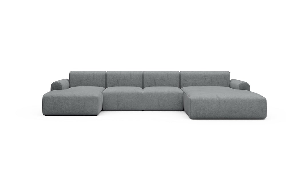 Rund Casual Modular Sofa - Configurations 2 - U1L - 360 x 188 cm - Chaise + 2 Seater + Chaise - 495 Casone Gravel Grey