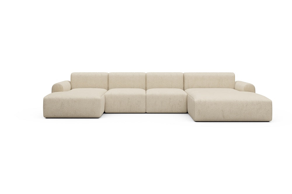 Rund Casual Modular Sofa - Configurations 2 - U1L - 360 x 188 cm - Chaise + 2 Seater + Chaise - 496 Casone Natural Beigie