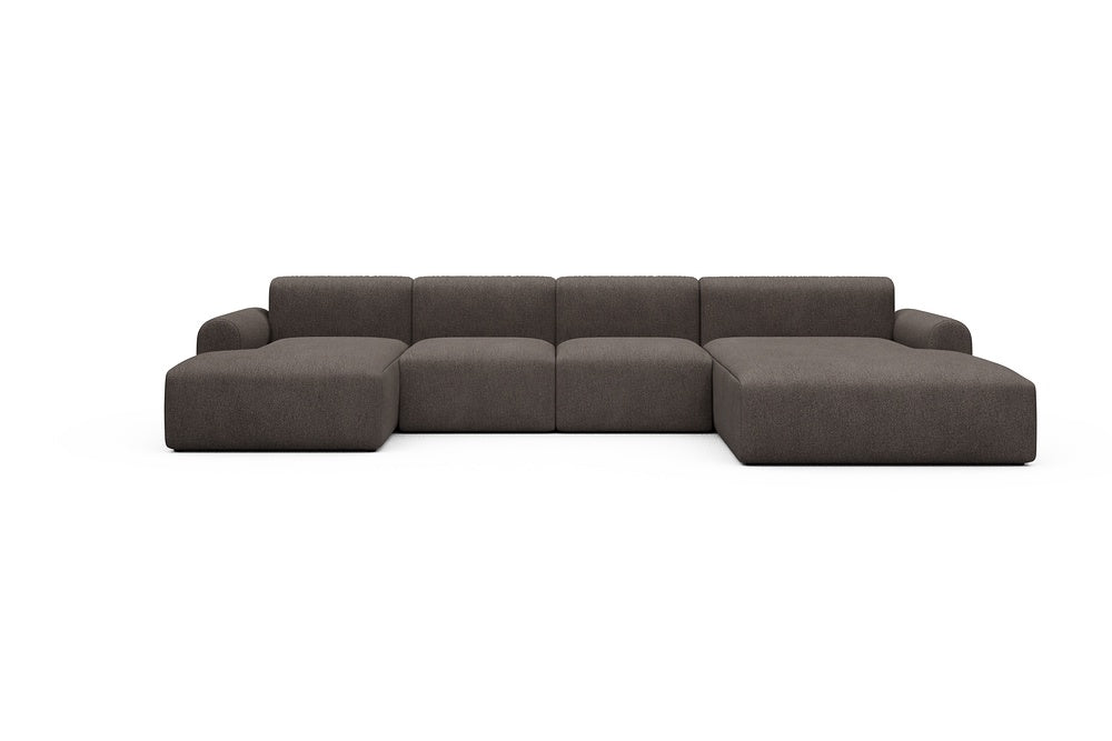 Rund Casual Modular Sofa - Configurations 2 - U1L - 360 x 188 cm - Chaise + 2 Seater + Chaise - 530 Bouclé Taupe