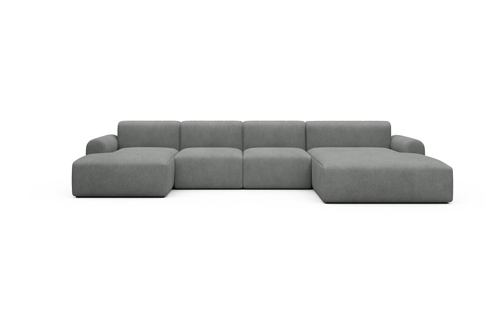 Rund Casual Modular Sofa - Configurations 2 - U1L - 360 x 188 cm - Chaise + 2 Seater + Chaise - 533 Bouclé Ash Grey