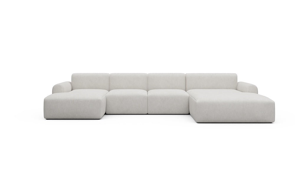 Rund Casual Modular Sofa - Configurations 2 - U1L - 360 x 188 cm - Chaise + 2 Seater + Chaise - 574 Vivus Dusty Off White