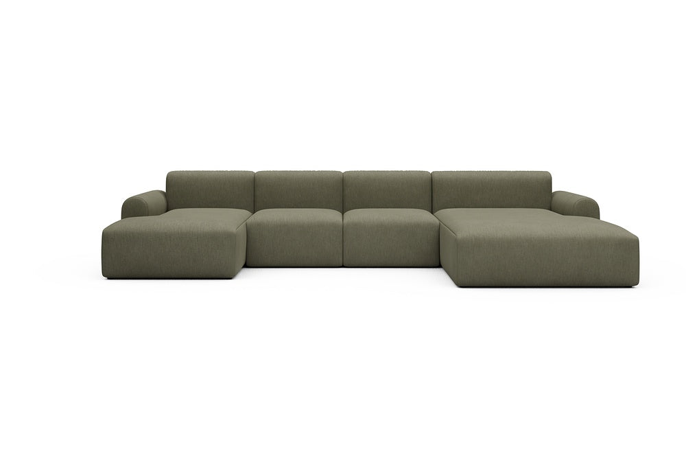 Rund Casual Modular Sofa - Configurations 2 - U1L - 360 x 188 cm - Chaise + 2 Seater + Chaise - 575 Vivus Dusty Olive