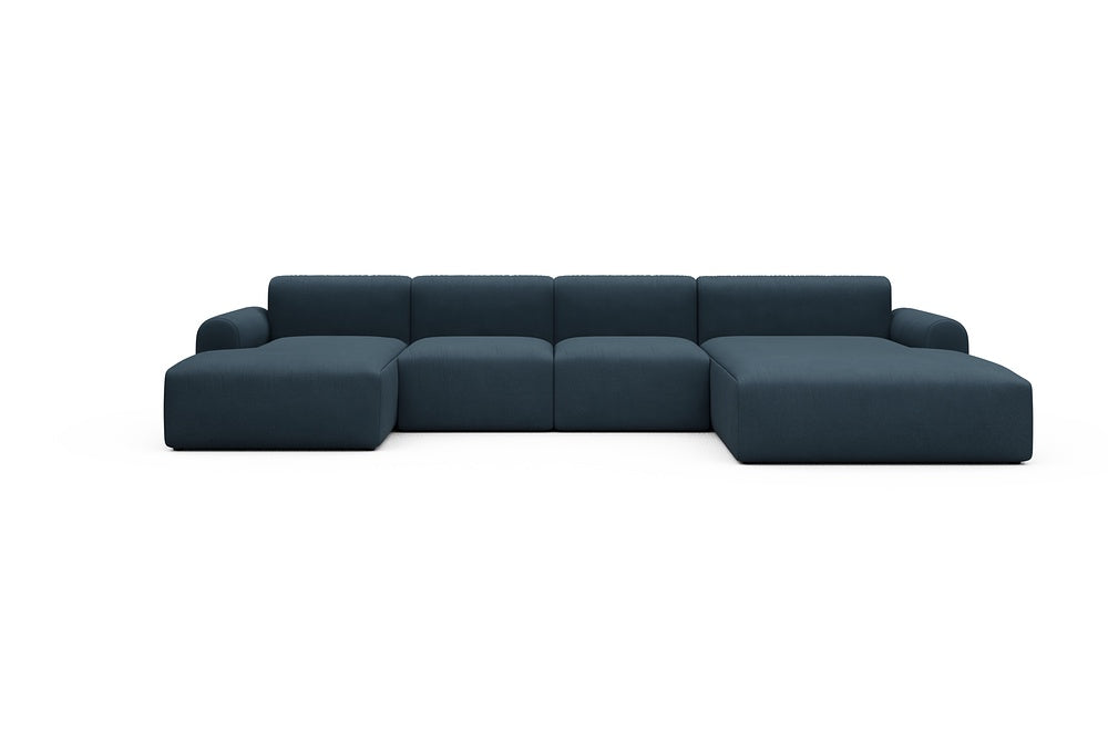 Rund Casual Modular Sofa - Configurations 2 - U1L - 360 x 188 cm - Chaise + 2 Seater + Chaise - 580 Argus Navy Blue