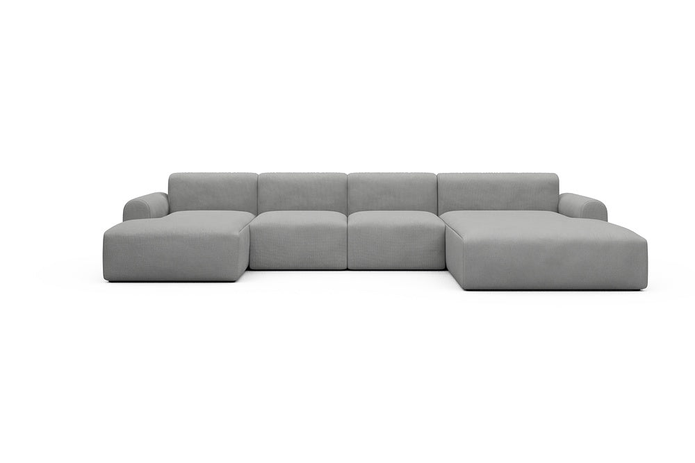Rund Casual Modular Sofa - Configurations 2 - U1L - 360 x 188 cm - Chaise + 2 Seater + Chaise - 764 Cura Sand Grey