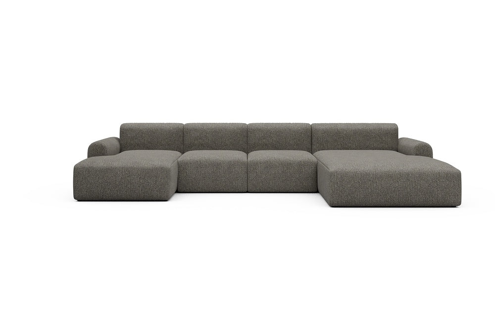 Rund Casual Modular Sofa - Configurations 2 - U1L - 360 x 188 cm - Chaise + 2 Seater + Chaise - 771 Carreno Sepia Brown