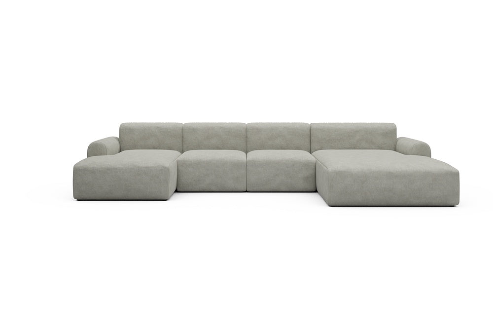 Rund Casual Modular Sofa - Configurations 2 - U1L - 360 x 188 cm - Chaise + 2 Seater + Chaise - 773 Carreno Moon Stone White