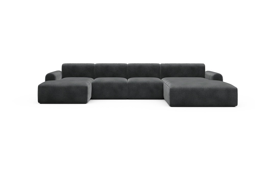 Rund Casual Modular Sofa - Configurations 2 - U1L - 360 x 188 cm - Chaise + 2 Seater + Chaise - 811 Smooth Deep Warm Grey