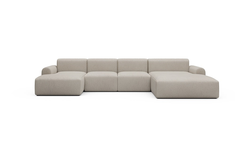 Rund Casual Modular Sofa - Configurations 2 - U1L - 360 x 188 cm - Chaise + 2 Seater + Chaise - 816 Aivi Lace Beige